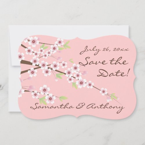 Cherry Blossom PinkBrown Save the Date