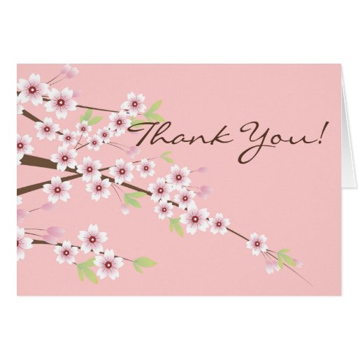 Cherry Blossom Pink & Brown Thank You Cards | Zazzle