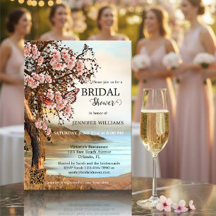 Cherry Blossom Pink Butterfly Bridal Shower Invitation