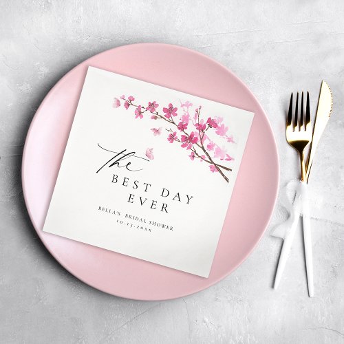 Cherry Blossom Pink Butterfly Bridal Shower Napkins