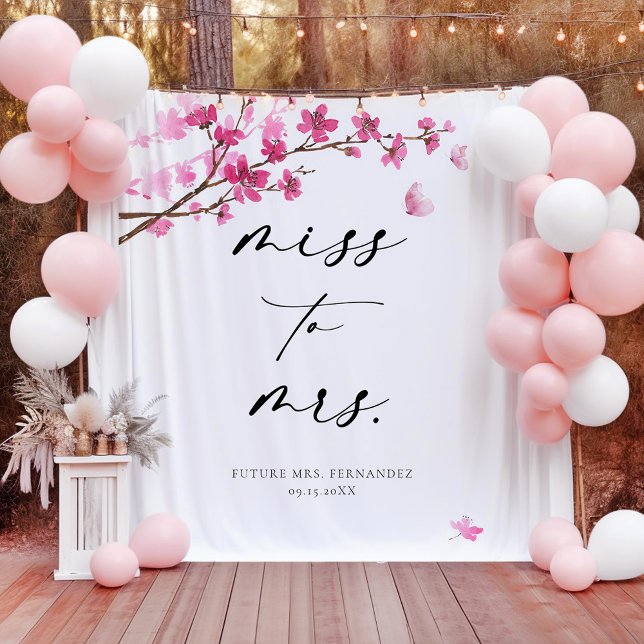 Cherry Blossom Pink Butterfly Bridal Shower  Tapestry (Creator Uploaded)