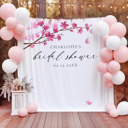 Cherry Blossom Pink Butterfly Bridal Shower Tapestry