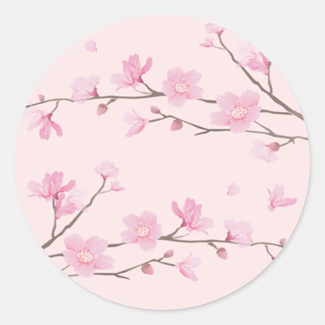 Cherry Blossom - Pink Classic Round Sticker (Front)