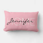 Cherry Blossom Pink Color Home Monogram Lumbar Pillow at Zazzle