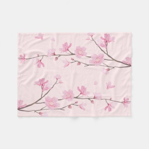 Cherry Blossom _ Pink Fleece Blanket