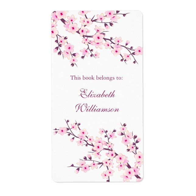Cherry Blossom Pink Floral Bookplate  (Front)