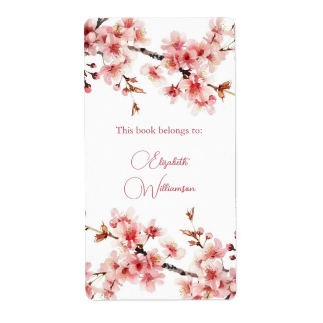 Cherry Blossom Pink Floral Bookplate  (Front)