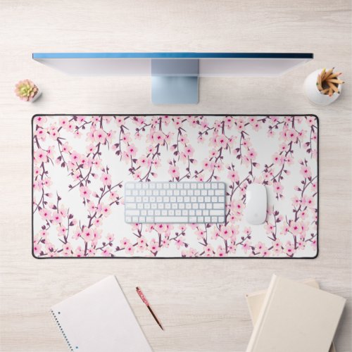 Cherry Blossom Pink Floral Desk Mat