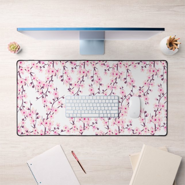 Cherry Blossom Pink Floral Desk Mat (Office 1)