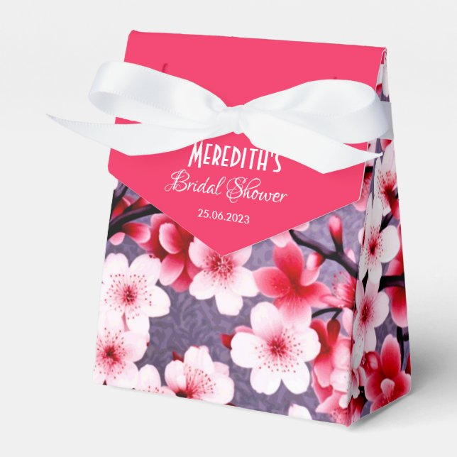 cherry blossom pink floral garden pattern favor boxes (Front Side)