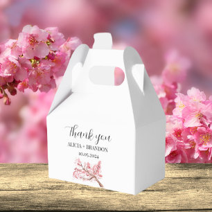 Cherry Blossom Pink Floral Modern Wedding Favor Boxes