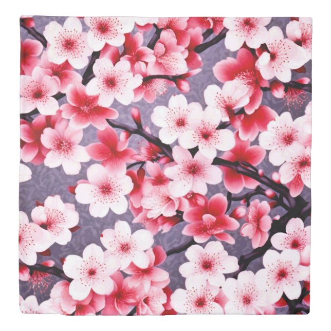 cherry blossom pink floral pattern duvet cover (Front)