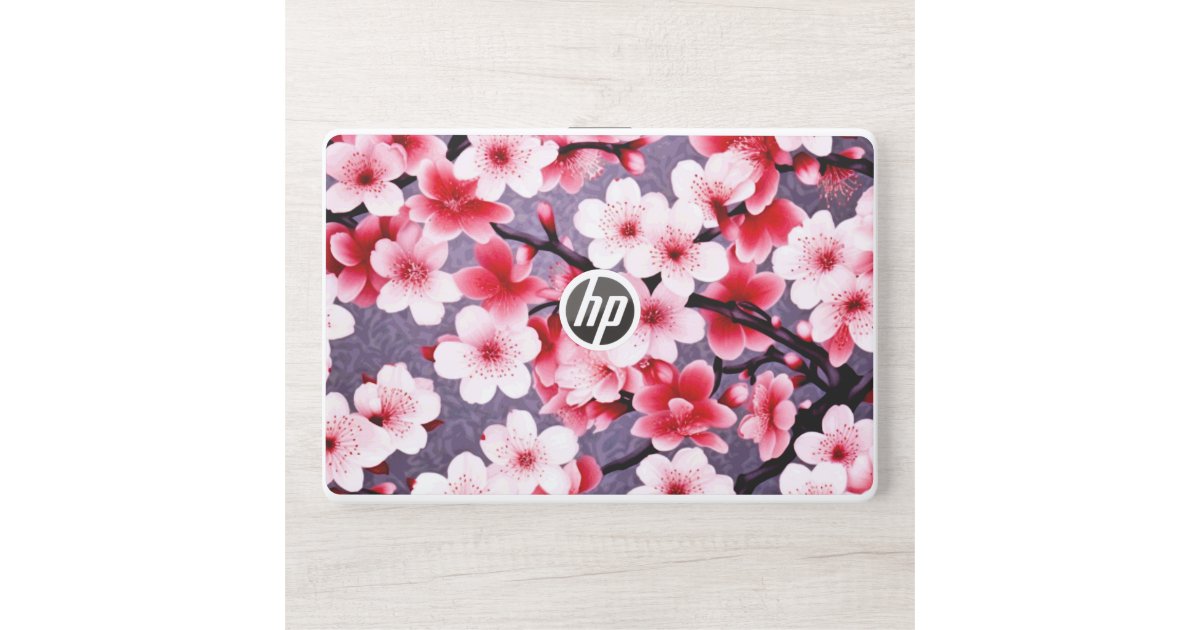 cherry blossom pink floral pattern HP laptop skin | Zazzle