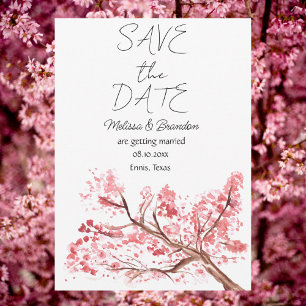 Cherry Blossom Pink Floral Rustic Wedding Invitation