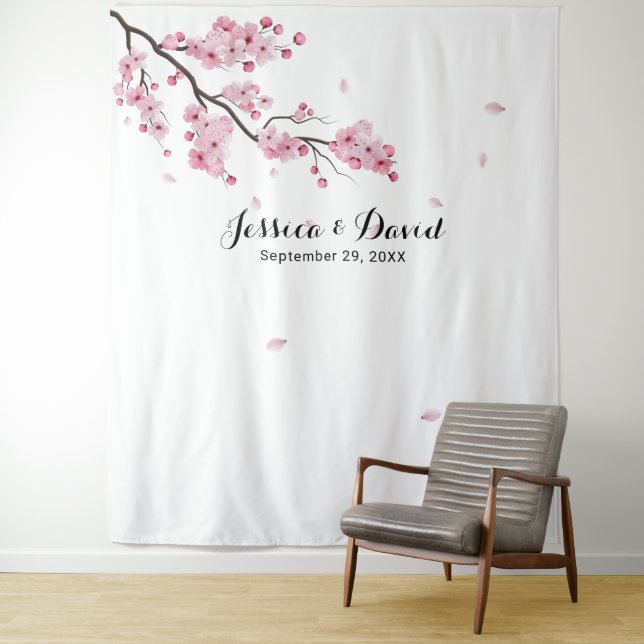 Cherry Blossom Pink Floral Wedding Backdrops (In Situ)