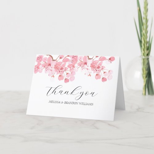 Cherry Blossom Pink Floral Wedding Thank you 