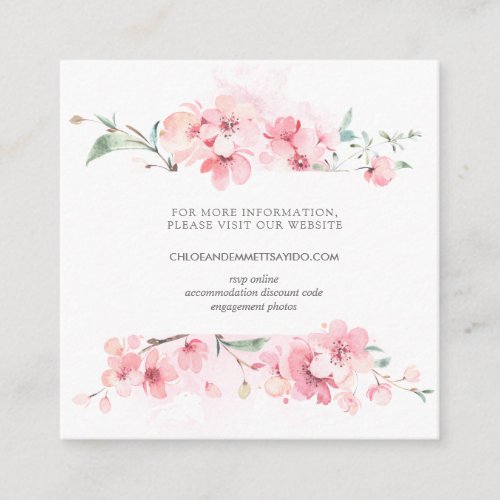 Cherry Blossom Pink Floral Wedding Website Enclosure Card