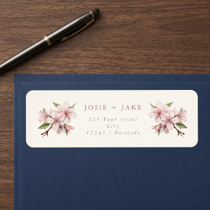 Cherry blossom pink flower return address label