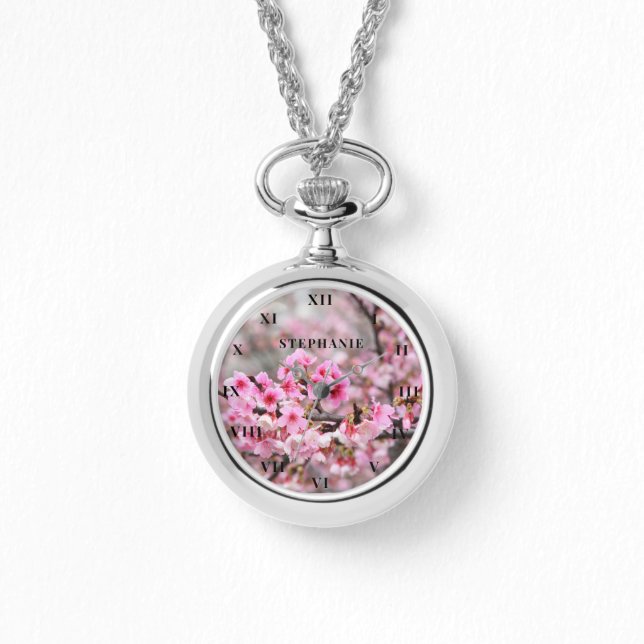 Cherry Blossom Pink Flower Sakura Springtime  Watch (Front)