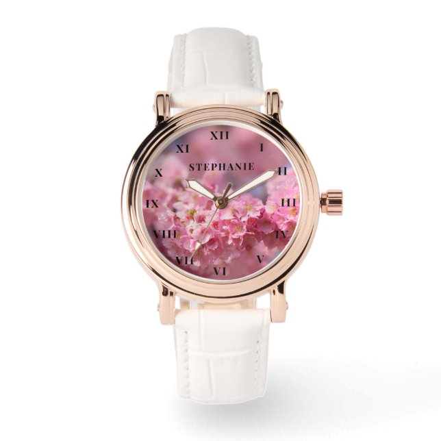 Cherry Blossom Pink Flower Sakura Springtime  Watch (Front)