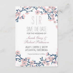 Cherry Blossom Pink Flower Wedding Save The Date