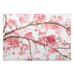 Cherry blossom pink flowerr Asian Sakura Japanese Placemat