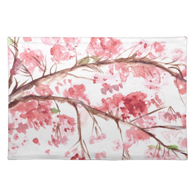 Cherry blossom pink flowerr Asian Sakura Japanese Placemat (Front)