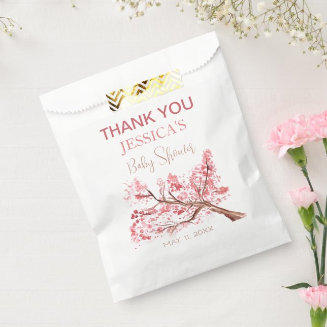 Cherry Blossom Pink Flowers Baby Shower Girl Favor Bag (Sealed)