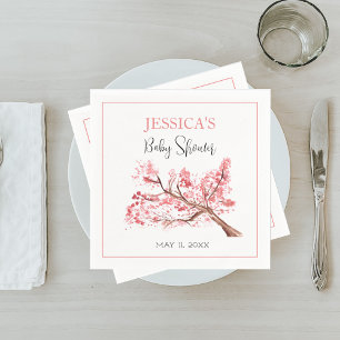 Cherry Blossom Pink Flowers Baby Shower Girl Napkins