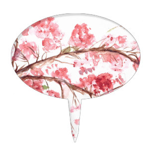 Cherry blossom pink flowers floral Sakura Japanese Cake Topper