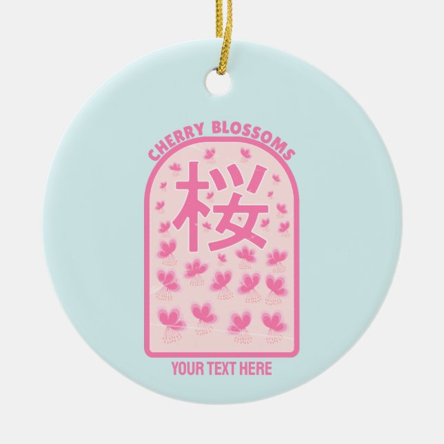Cherry blossom pink flowers Japan Ceramic Ornament (Front)