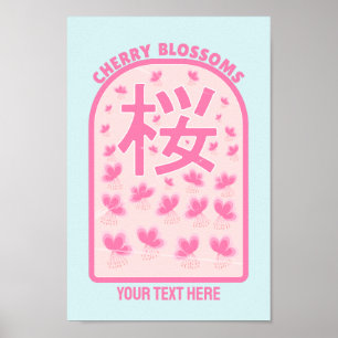 Cherry blossom pink flowers Japan Poster