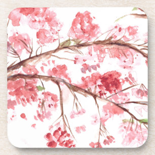 Cherry blossom pink flowers Sakura Asian Japanese Beverage Coaster