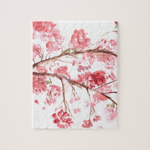 Cherry blossom pink flowers Sakura Asian Japanese Jigsaw Puzzle