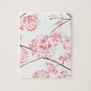 Cherry blossom pink flowers Sakura Japanese Jigsaw Puzzle