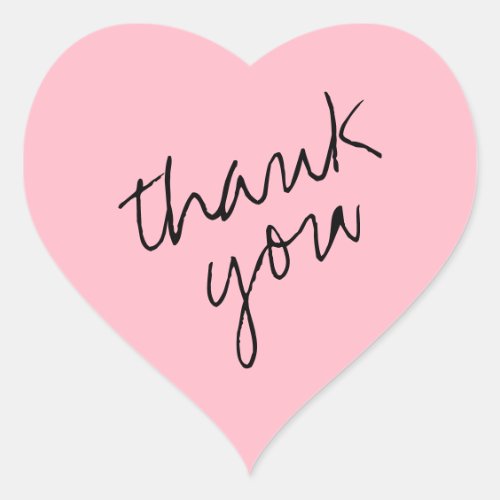 Cherry Blossom Pink Heart Thank You Sticker