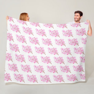 Cherry Blossom Pink Japanese Sakura Kawaii Fleece Blanket