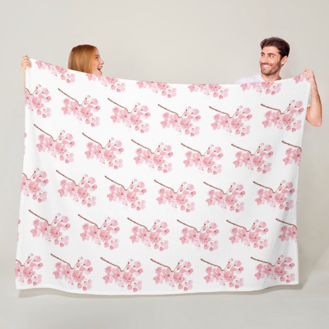 Cherry Blossom Pink Japanese Sakura Kawaii Fleece  Blanket (In Situ)
