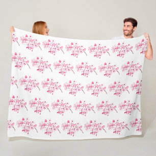 Cherry Blossom Pink Japanese Sakura Kawaii Fleece Blanket