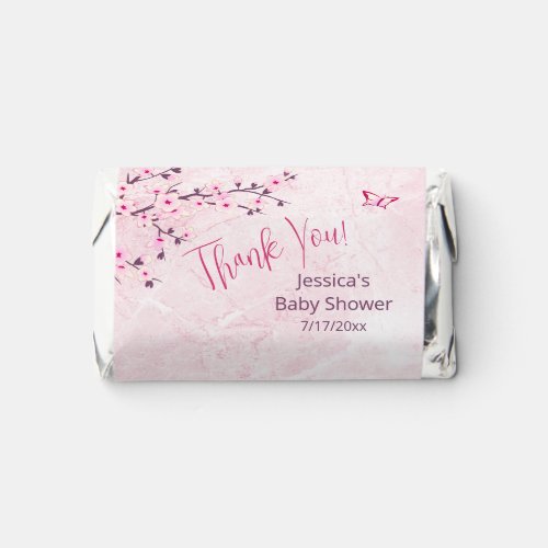 Cherry Blossom Pink Marble Baby Shower Thank You  Hersheys Miniatures