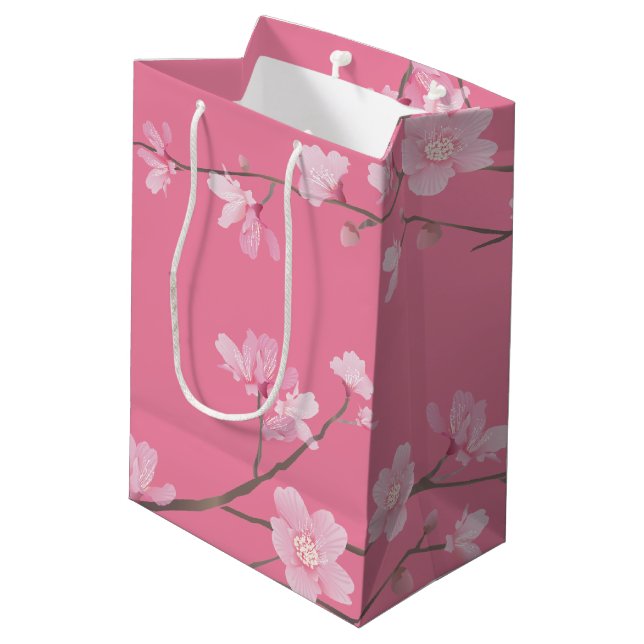 Cherry Blossom - Pink Medium Gift Bag (Back Angled)