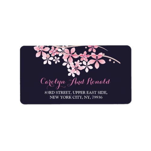 Cherry Blossom Pink navy floral Address Label