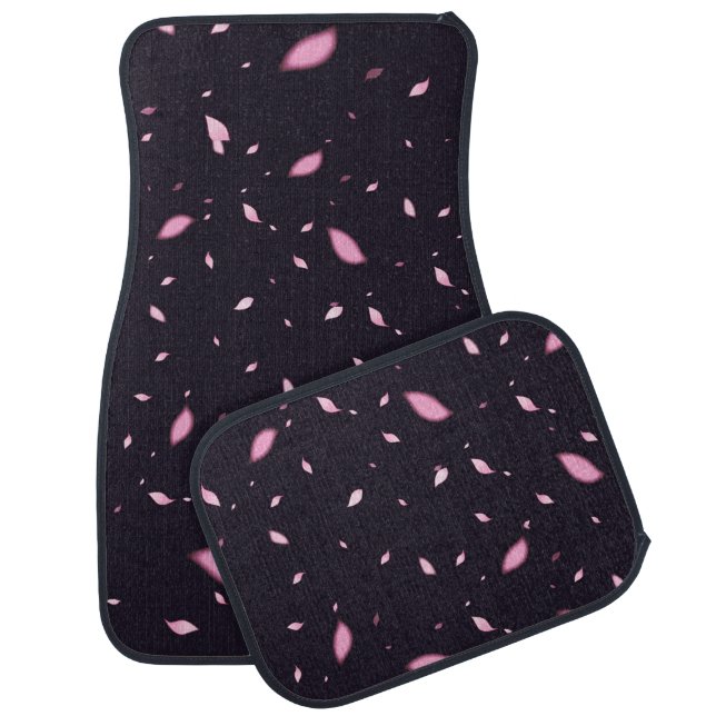 Cherry Blossom Pink navy   floral Car Floor Mat (Set)