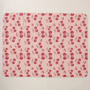 Cherry Blossom Pink Pattern Sherpa Fleece Blanket