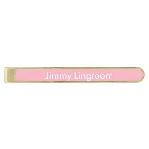 Cherry Blossom Pink Personalized Gold Finish Tie Clip