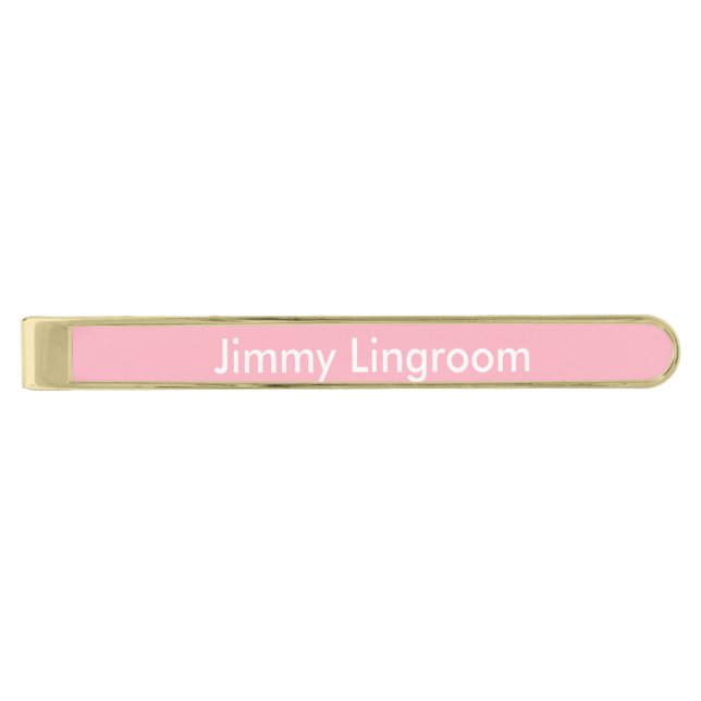 Cherry Blossom Pink Personalized Gold Finish Tie Clip (Front)