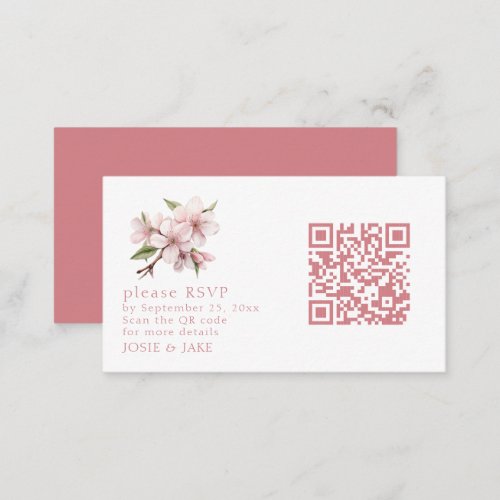Cherry Blossom pink QR Code rsvp Enclosure Card