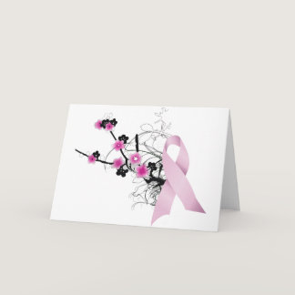Cherry Blossom Pink Ribbon Card