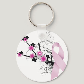 Cherry Blossom Pink Ribbon Keychain