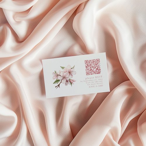 Cherry Blossom pink RSVP QR Code Enclosure Card